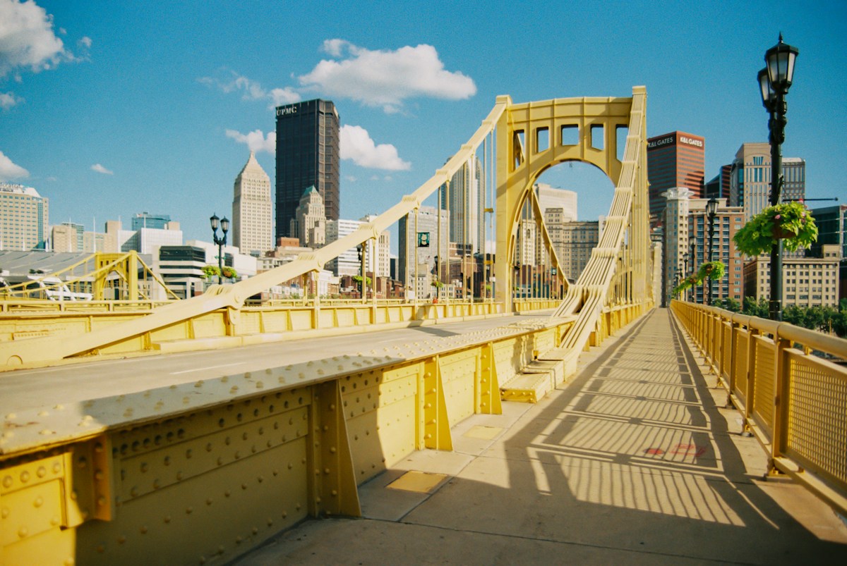 Pittsburgh bridge and city skyline