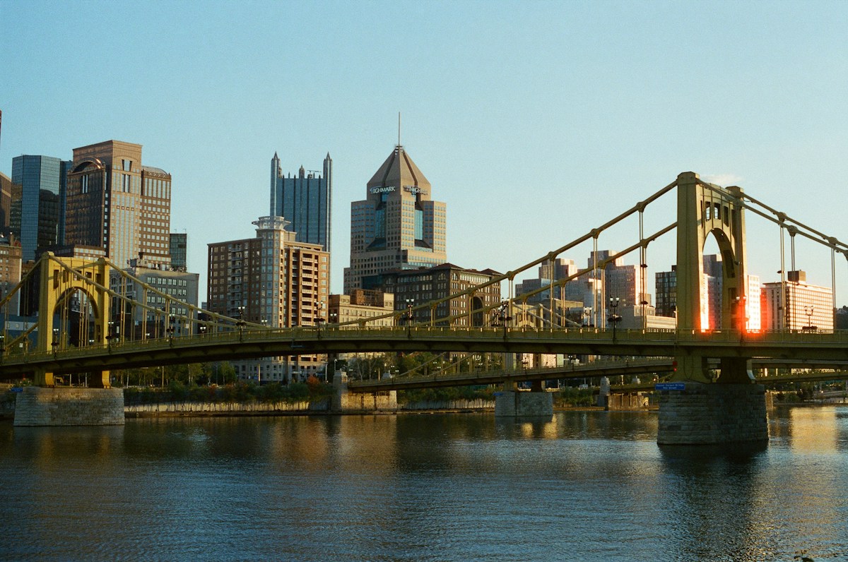 Pittsburgh skyline and bridge over the river